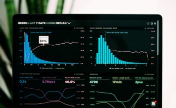 Laptop menampilkan grafik data, ilustrasi cara cek KBLI di OSS